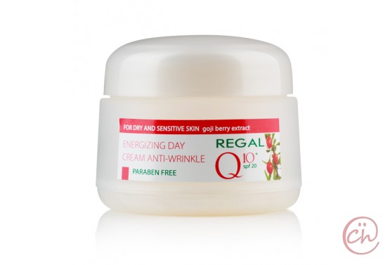 Енергизиращ дневен крем за лице против бръчки с годжи бери SPF 20 - Regal Q10+ - Rosa Impex